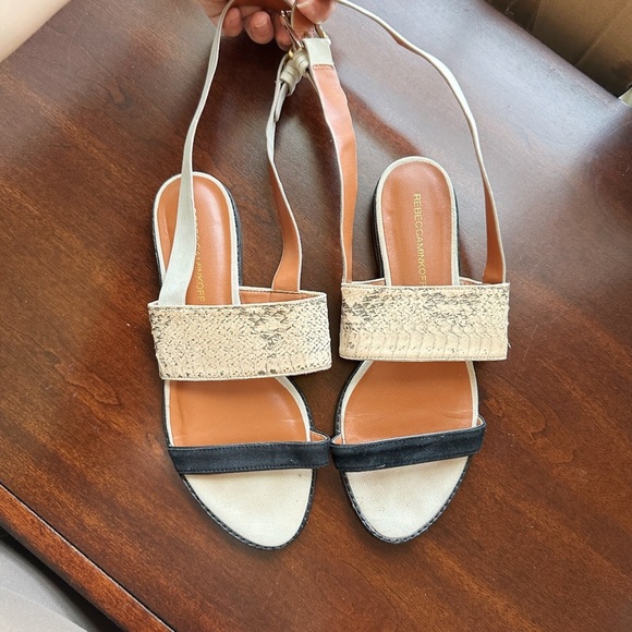 Rebecca Minkoff Serena Suede Snake Print / Neutral Color Block Wrap Sandal 8.5 - Picture 3 of 6